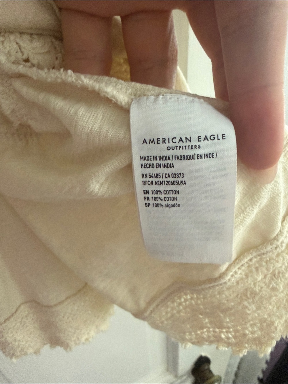 American Eagle Outfitters Cream Crochet-Trim Peplum Top - Picture 4 of 4